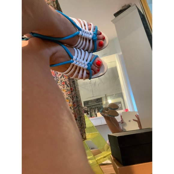 New Old Stock POLLINI 🍭 BaBy BluE + WhIte Heels 9 - Picture 5 of 16